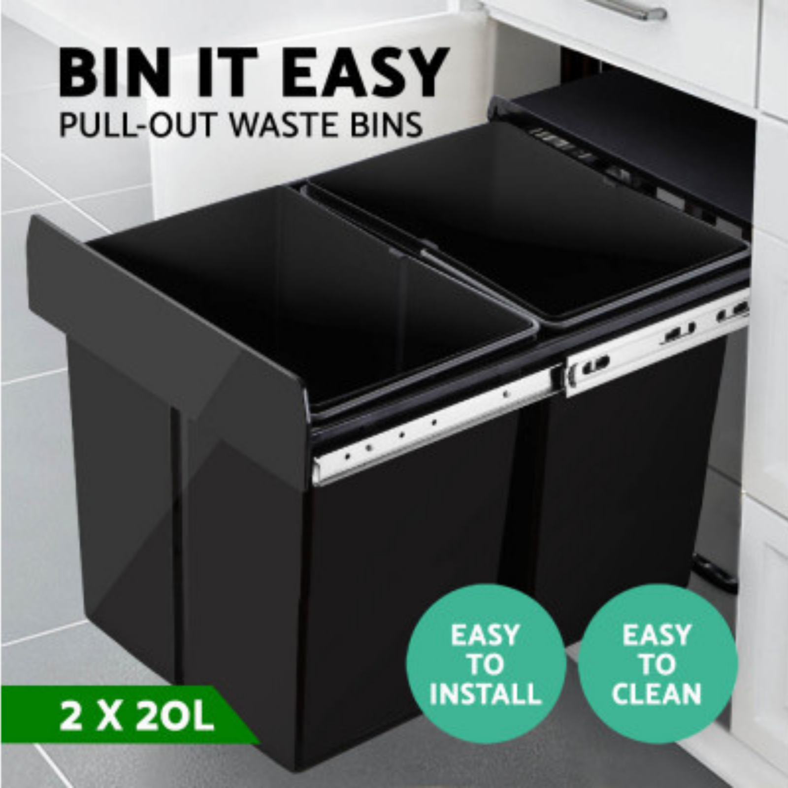 Cefito Dual Side Pull Out Bin will allow you to separate your waste from each other as well as from your recycling items